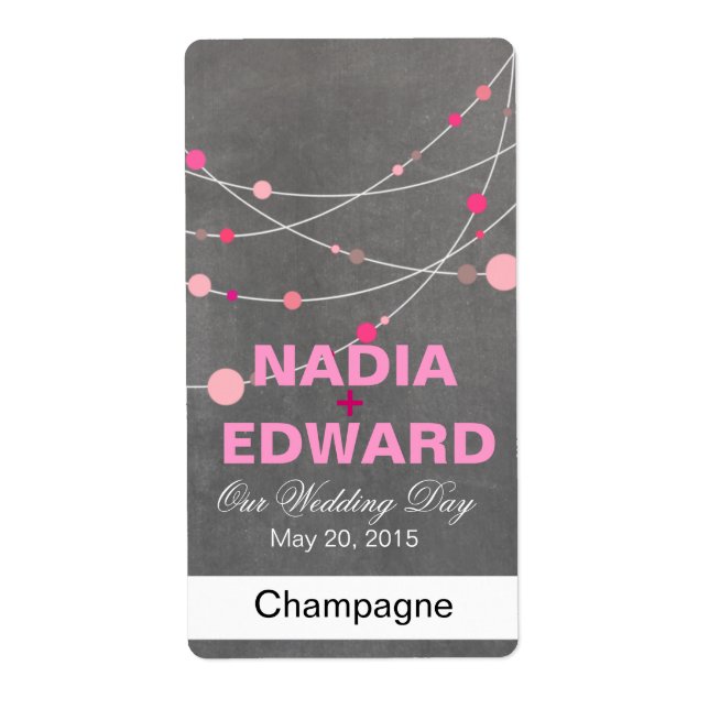 Stylish Strands chalkboard pink Wine Label (Front)