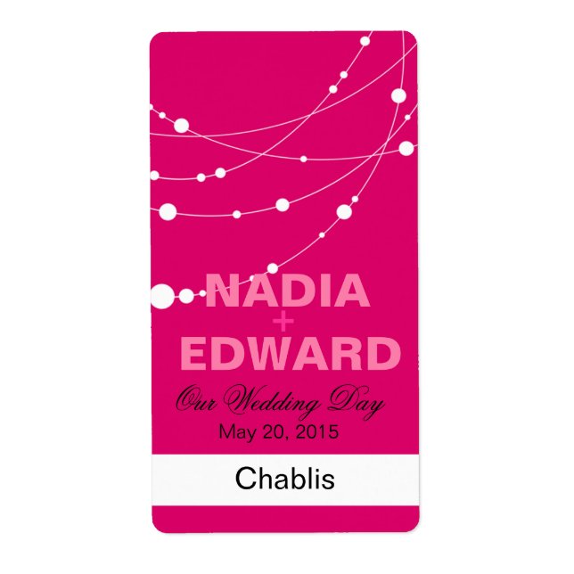 Stylish Strands | fuschia white Wine Label (Front)