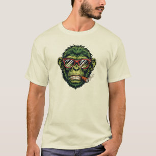 Stylish Street Ape With Red Glasses Urban Gorilla  T-Shirt