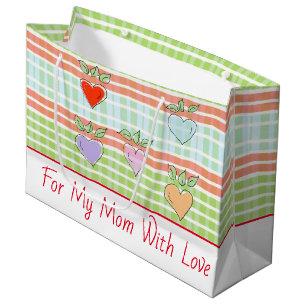 Stylish Stripe Accented with Hearts Large Gift Bag