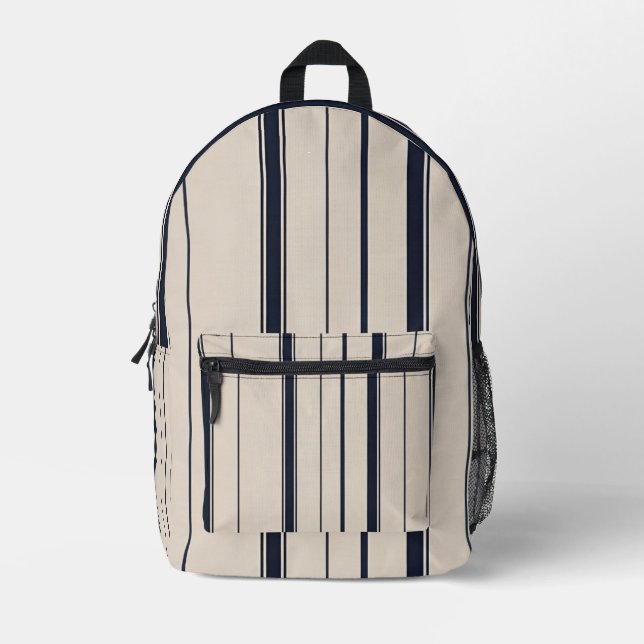 Stylish Striped Blue and Cream Backpack (Front)