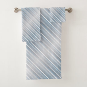 Stylish striped grey-blue bath towel set