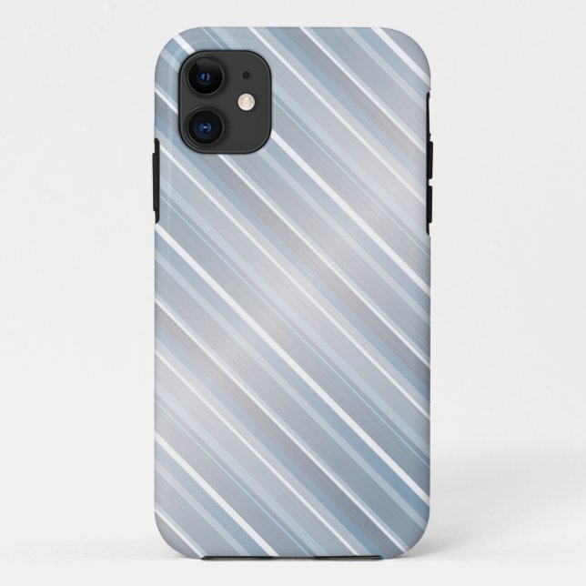 Stylish striped grey-blue Case-Mate iPhone case (Back)