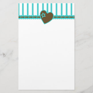 Stylish Stripes and Heart Personal Stationery