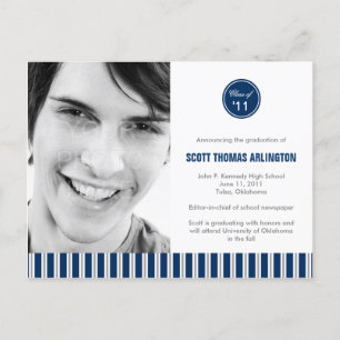 Stylish Stripes Graduation Announcement/Invitation Invitation Postcard