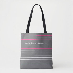 Stylish Stripes Monogrammed Tote Bag