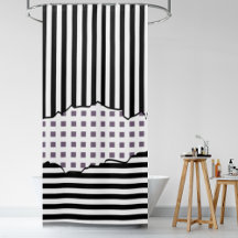 Stylish Stripes Tiles Black White Purple Layers