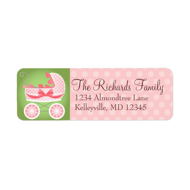 Stylish Stroller Pink White & Green (Front)