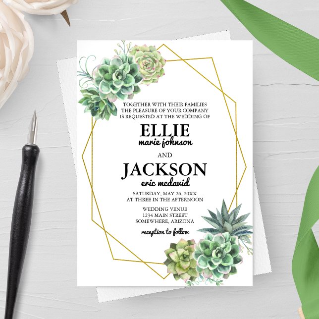 Stylish Succulent Wedding Invitation (Creator Uploaded)