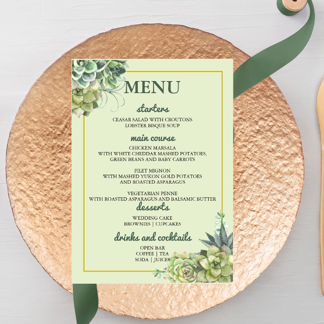 Stylish Succulent Wedding Menu (Creator Uploaded)