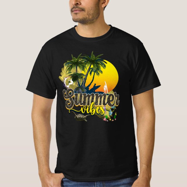 Stylish Summer Beach Vibes T-Shirt (Front)