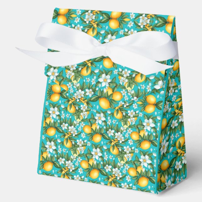 Stylish Summer Blue and Lemon Verbena  Favour Box (Front)