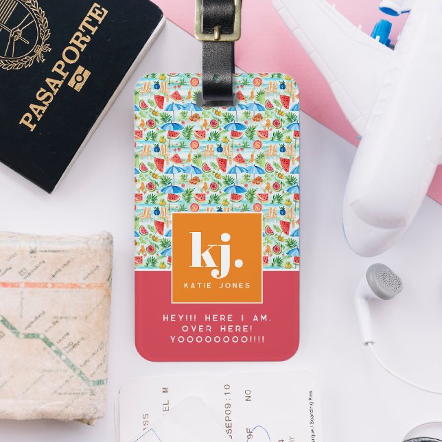 Stylish Summer | Funny Personalised Monogram Luggage Tag (Creator Uploaded)