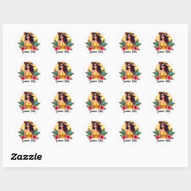 Stylish Summer Girl Sunset Sticker (Sheet)
