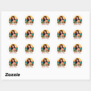 Stylish Summer Vibes Woman Sunset Sticker