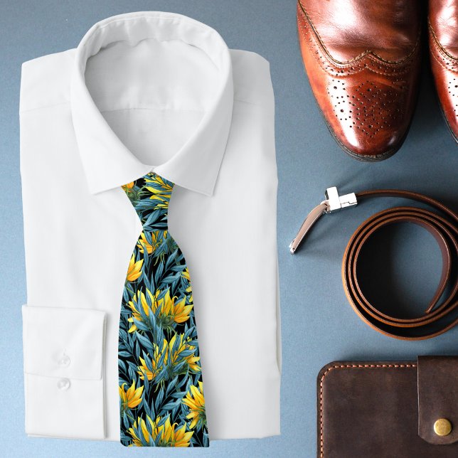 Stylish Sunflower Autumn Floral Pattern Tie (Creator Uploaded)