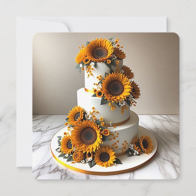 STYLISH SUNFLOWER DECORATED BIRTHDAY CAKE CARD (Front)