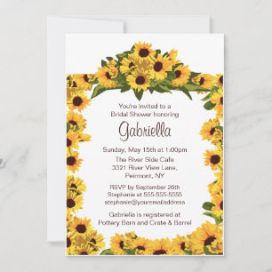 Stylish Sunflower Frame Bridal Shower Invite