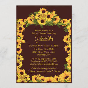 Stylish Sunflower Frame Bridal Shower Invite