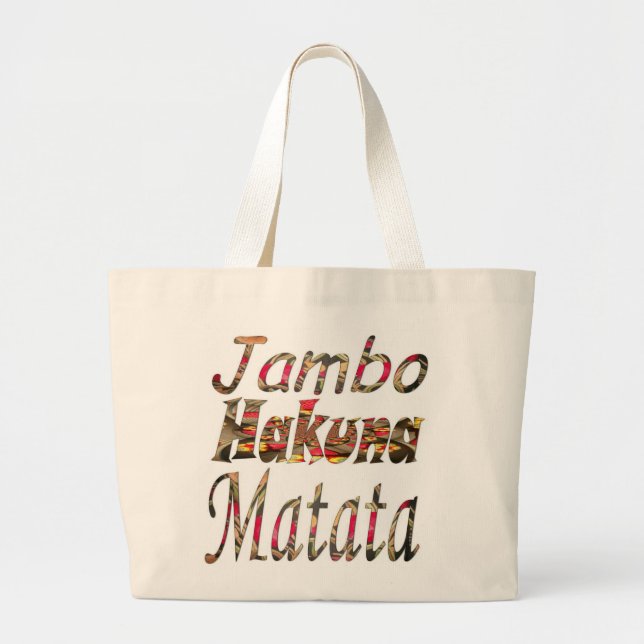 Stylish swashbuckling Jambo Hakuna Matata Custom Large Tote Bag (Front)