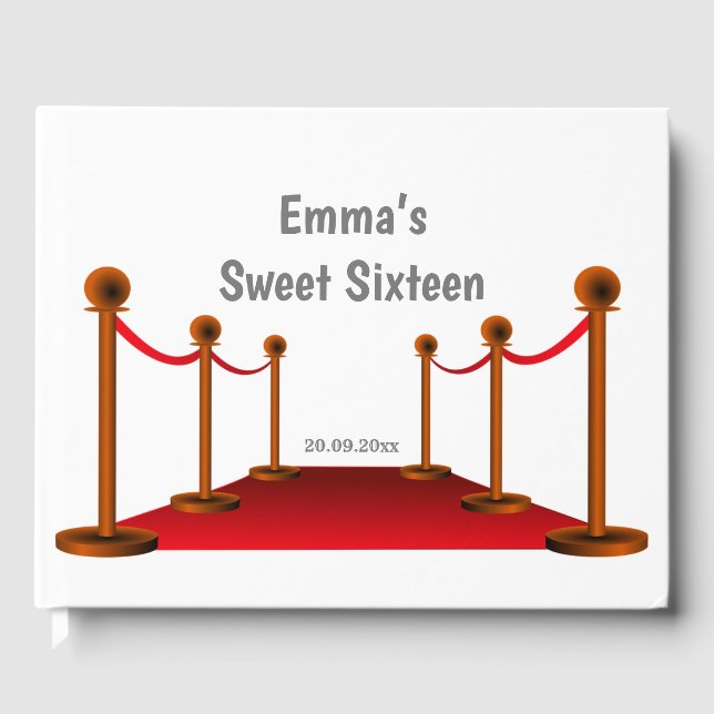 Stylish Sweet 16 Hollywood Red Carpet Birthday  Guest Book (Front)