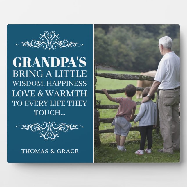 Stylish Sweet Grandpa Quote Photo Plaque (Front)
