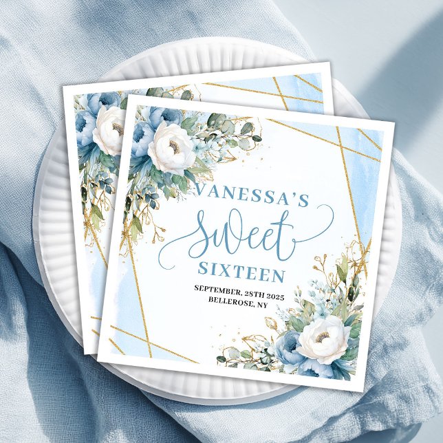 Stylish Sweet Sixteen Floral Greenery Party Napkin (Stylish Sweet Sixteen Floral Greenery Party Napkins)