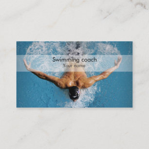 Stylish swimming coach business card