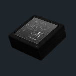 Stylish Swirl Custom Monogram Black Gift Box<br><div class="desc">Beautiful gift template in black with a stylish floral swirl and custom monogram and name text. Impress your loved ones with this elegant and trendy design. A perfect gift for women! Fully customisable. Easy to use and easy to personalise. Order Today!</div>