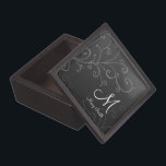 Stylish Swirl Custom Monogram Black Keepsake Box<br><div class="desc">Beautiful gift template in black with a stylish floral swirl and custom monogram and name text. Impress your loved ones with this elegant and trendy design. A perfect gift for women! Fully customisable. Easy to use and easy to personalise. Order Today!</div>