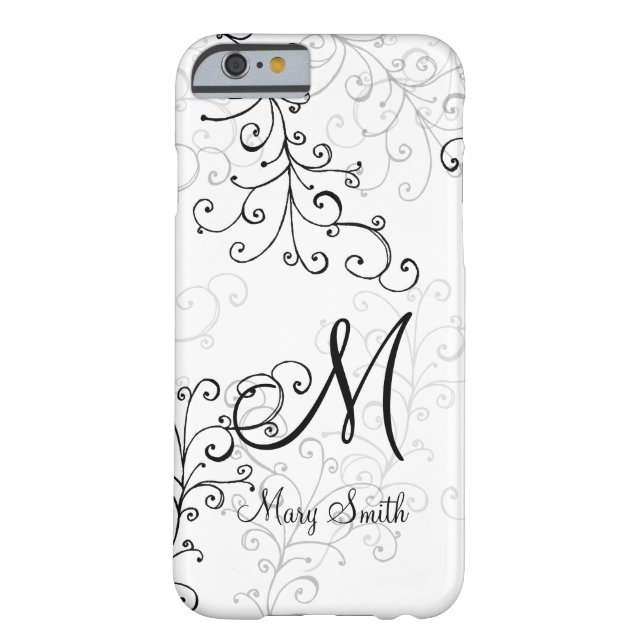 Stylish Swirl Custom Monogram Case-Mate iPhone Case (Back)