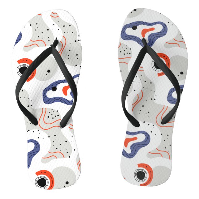 Stylish Swirls and Curbs Abstract Pattern Flip Flops (Footbed)