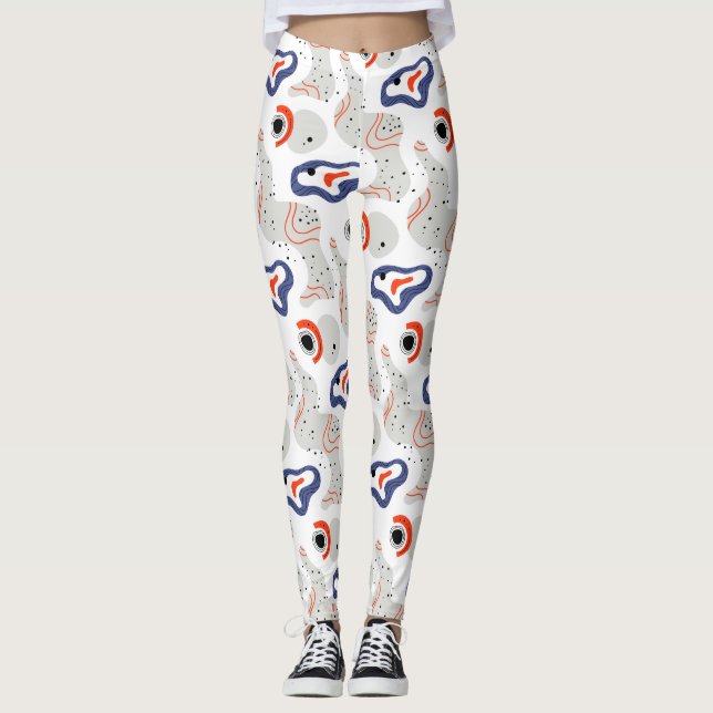 Stylish Swirls and Curbs Abstract Pattern Leggings (Front)