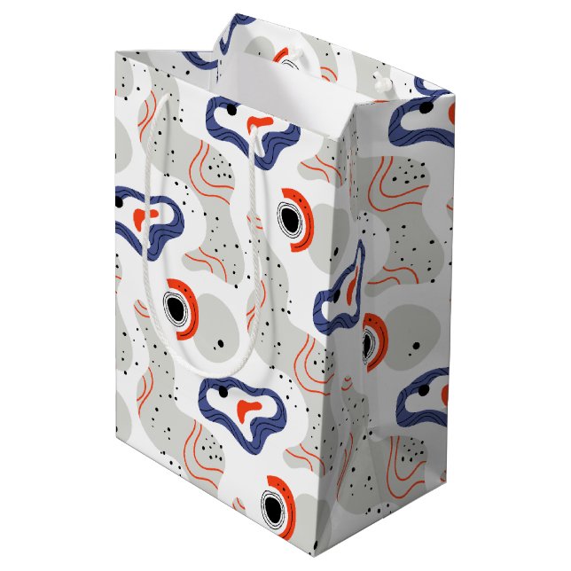 Stylish Swirls and Curbs Abstract Pattern Medium Gift Bag (Back Angled)