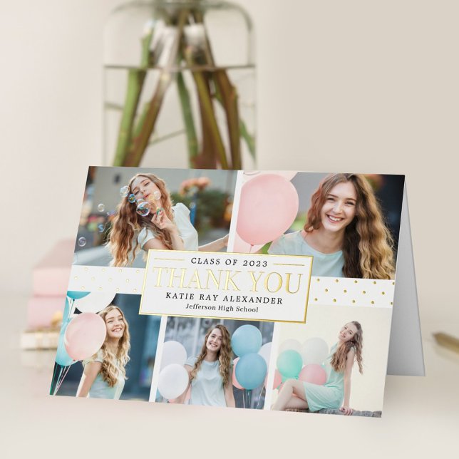Stylish Tag FOIL Folded Graduation Thank You Card (Creator Uploaded)
