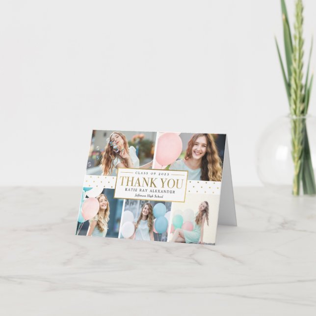 Stylish Tag Graduation Thank You Card (Front)