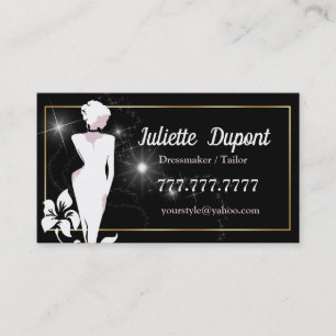 Stylish Tailor Dressmaker black Business Card
