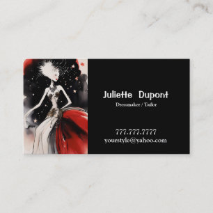 Stylish Tailor Dressmaker black Business Card