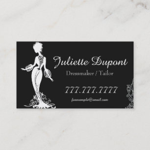 Stylish Tailor Dressmaker black Business Card