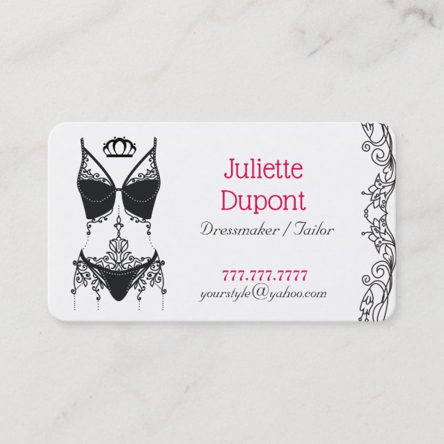 Stylish Tailor Dressmaker Lingerie salon Business Card (Front)