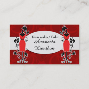 Stylish Tailor Dressmaker red Business Card