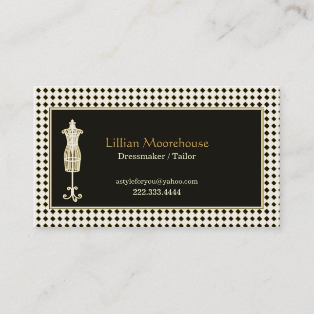 Stylish Tailor Shop Business Card (Front)