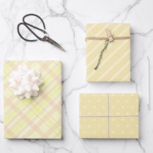 Stylish Tartan in Beige And Yellow Pastel Tones Wrapping Paper Sheet