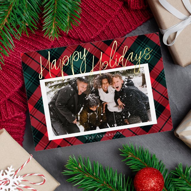 Stylish Tartan Plaid Photo Foil Holiday Car (Creator Uploaded)