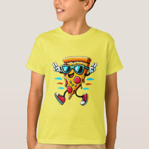 Stylish tasty pizza slice character adds energy T-Shirt