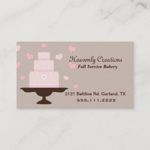 Stylish Taupe & Pink Bakery Business Card