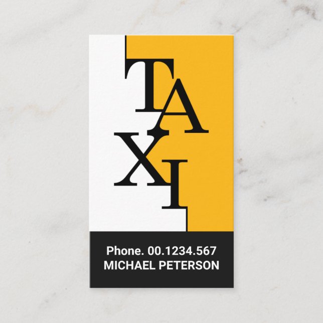 Stylish Taxi Signage Border Ride Share Driver Business Card (Front)