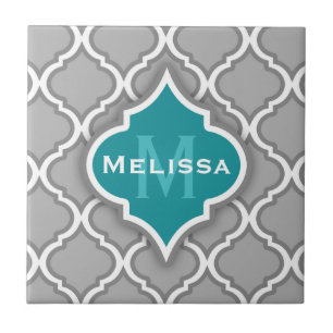 Stylish Teal and Grey Moroccan Tile Pattern