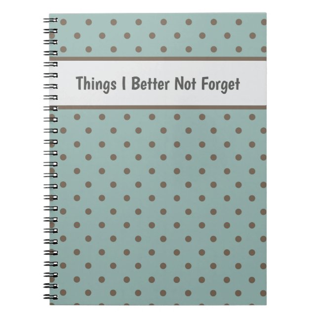 Stylish, Teal Background With Brown Polka Dot Notebook (Front)