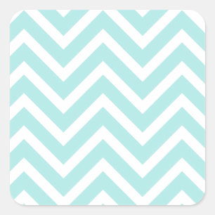 Stylish Teal Blue Chevron Pattern Square Sticker